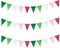 30ft 45pcs Green Pink White Blank Pennant Banners Flags String Triangle DIY Bunting Garlands Tropical Party Decorations for Birthday Baby Shower Bachelorette Hawaiian Beach Pool Summer